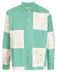 mintgrünes Langarmhemd mit Blumenmuster von Bode