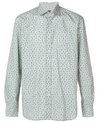 mintgrünes Langarmhemd mit Blumenmuster von Corneliani