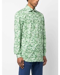 mintgrünes Langarmhemd mit Blumenmuster von Kiton