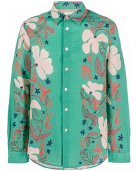 mintgrünes Langarmhemd mit Blumenmuster von PS Paul Smith