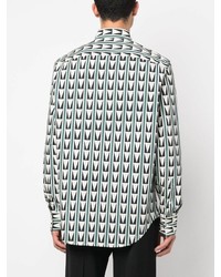 mintgrünes Langarmhemd mit geometrischem Muster von Lanvin