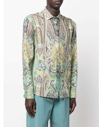 mintgrünes Langarmhemd mit Paisley-Muster von Etro