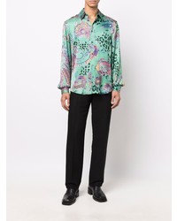 mintgrünes Langarmhemd mit Paisley-Muster von Just Cavalli