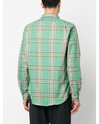 mintgrünes Langarmhemd mit Schottenmuster von PS Paul Smith