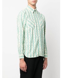 mintgrünes Langarmhemd mit Vichy-Muster von Ralph Lauren RRL