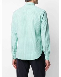 mintgrünes Langarmhemd mit Vichy-Muster von Mp Massimo Piombo