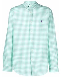mintgrünes Langarmhemd mit Vichy-Muster von Polo Ralph Lauren