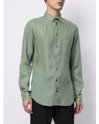 mintgrünes Leinen Langarmhemd von Giorgio Armani