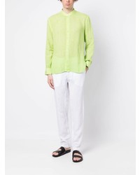 mintgrünes Leinen Langarmhemd von 120% Lino