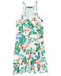mintgrünes Midikleid mit Blumenmuster von Mango