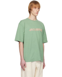mintgrünes Strick T-Shirt mit einem Rundhalsausschnitt von Jacquemus