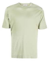 mintgrünes Strick T-Shirt mit einem Rundhalsausschnitt von John Smedley