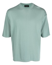 mintgrünes Strick T-Shirt mit einem Rundhalsausschnitt von Roberto Collina