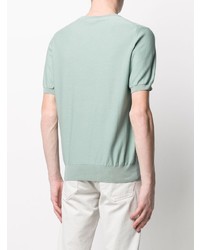 mintgrünes Strick T-Shirt mit einem Rundhalsausschnitt von Canali