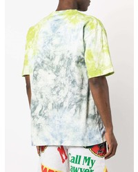 mintgrünes Mit Batikmuster T-Shirt mit einem Rundhalsausschnitt von MARKET