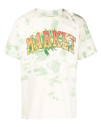 mintgrünes Mit Batikmuster T-Shirt mit einem Rundhalsausschnitt von MARKET