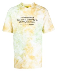 mintgrünes Mit Batikmuster T-Shirt mit einem Rundhalsausschnitt von MARKET
