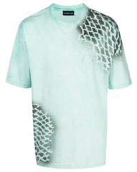 mintgrünes Mit Batikmuster T-Shirt mit einem Rundhalsausschnitt von Mauna Kea
