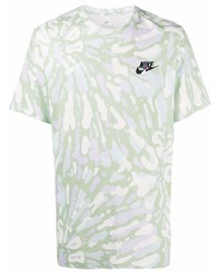 mintgrünes Mit Batikmuster T-Shirt mit einem Rundhalsausschnitt von Nike