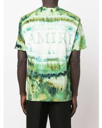 mintgrünes Mit Batikmuster T-Shirt mit einem Rundhalsausschnitt von Amiri