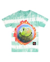 mintgrünes Mit Batikmuster T-Shirt mit einem Rundhalsausschnitt von Travis Scott Astroworld