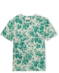 mintgrünes T-Shirt mit einem Rundhalsausschnitt mit Blumenmuster