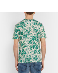 mintgrünes T-Shirt mit einem Rundhalsausschnitt mit Blumenmuster von Gucci