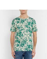 mintgrünes T-Shirt mit einem Rundhalsausschnitt mit Blumenmuster von Gucci