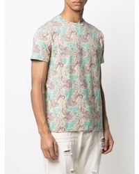 mintgrünes T-Shirt mit einem Rundhalsausschnitt mit Paisley-Muster von Etro