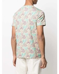 mintgrünes T-Shirt mit einem Rundhalsausschnitt mit Paisley-Muster von Etro