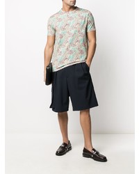 mintgrünes T-Shirt mit einem Rundhalsausschnitt mit Paisley-Muster von Etro