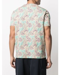 mintgrünes T-Shirt mit einem Rundhalsausschnitt mit Paisley-Muster von Etro