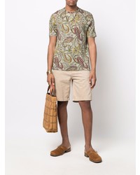 mintgrünes T-Shirt mit einem Rundhalsausschnitt mit Paisley-Muster von Etro