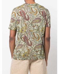 mintgrünes T-Shirt mit einem Rundhalsausschnitt mit Paisley-Muster von Etro