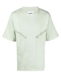 mintgrünes T-Shirt mit einem Rundhalsausschnitt von Jil Sander