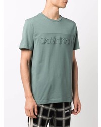 mintgrünes T-Shirt mit einem Rundhalsausschnitt von Calvin Klein