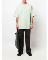 mintgrünes T-Shirt mit einem Rundhalsausschnitt von Jil Sander