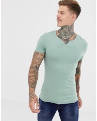 mintgrünes T-Shirt mit einem V-Ausschnitt von ASOS DESIGN