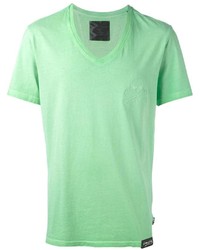 mintgrünes T-Shirt mit einem V-Ausschnitt von Philipp Plein