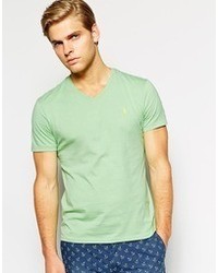 mintgrünes T-Shirt mit einem V-Ausschnitt von Polo Ralph Lauren