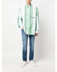 mintgrünes vertikal gestreiftes Langarmhemd von Tommy Jeans