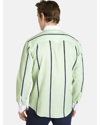 mintgrünes vertikal gestreiftes Langarmhemd von SHIRTMASTER