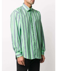 mintgrünes vertikal gestreiftes Langarmhemd von MSGM