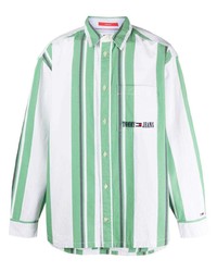 mintgrünes vertikal gestreiftes Langarmhemd von Tommy Jeans
