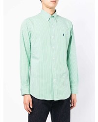 mintgrünes vertikal gestreiftes Langarmhemd von Polo Ralph Lauren
