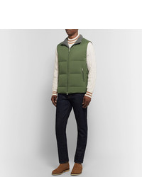 olivgrüne ärmellose Jacke von Brunello Cucinelli