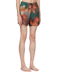 olivgrüne Badeshorts mit Blumenmuster von Hugo