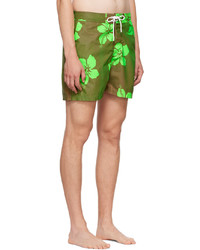 olivgrüne Badeshorts mit Blumenmuster von Gimaguas