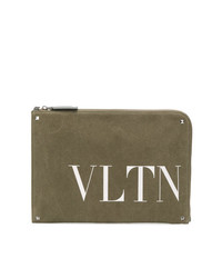 olivgrüne bedruckte Clutch Handtasche von Valentino