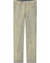 olivgrüne bedruckte Jeans von Gucci